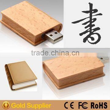 2015 popular new wooden book shaped usb flash drive