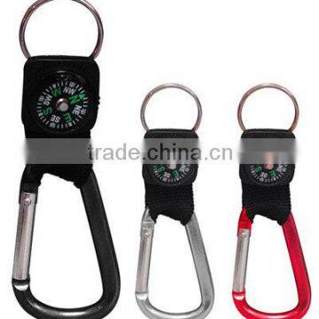 TC-456 Mini Aluminum Pear Shape Camping Carabiner With Keychain And Compass