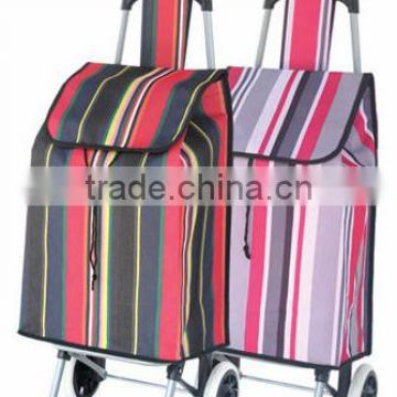 Foldable fashion supermarket rolling shopping trolley bag /polyester shopping cart