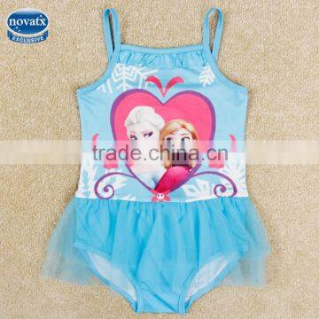 (R5255)2014 New wholesale kids swimwear one piece swimsuit girls frozen swimwear