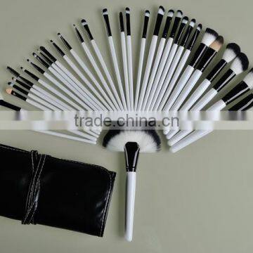 black/white 24 piece cosmetic makeup brush set with black case