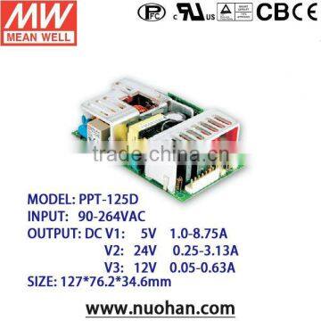 Meanwell PPT-125D 125w triple output power supply 5v 24v 12v multiple output smps