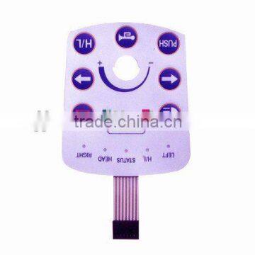 tactile membrane switch with small window light IN purple