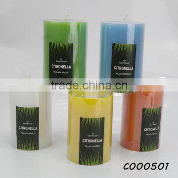 Pillar flat top candle, citronellyl oil anti mosquito candle with different color optioned