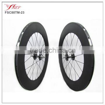 Top selling 700C carbon wheels clincher Farsports high profile 88mm depth track wheels with Novatec track hub + sapim spokes