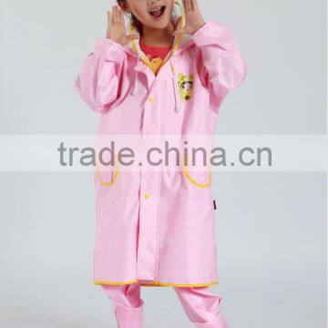 210T polyester fabric with PU coating children environmental kids non-toxic waterproof windproof raincoat