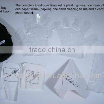 Oil Filling Set With Cloth Bag,paper Funnel,plastic Gloves and Paper Tissue photo-5