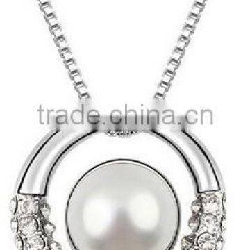 925 Sterling Silver pearl jewelry necklace 925N-pearl&crystal