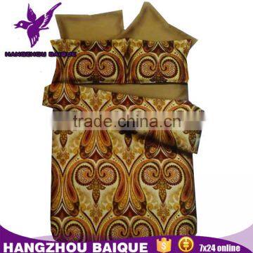 Cheap Polyester 3D Yellow and Brown Arabian Bedding Set