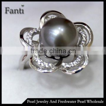 nature pearl price wholesale flower pearl ring real 925 silver ring