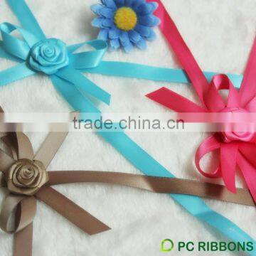 PC double-side adhesive ployester satin ribbon bow