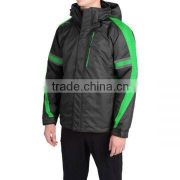 2016 fashion design full-zip front with touch-fasten storm flap mens premium ski wear