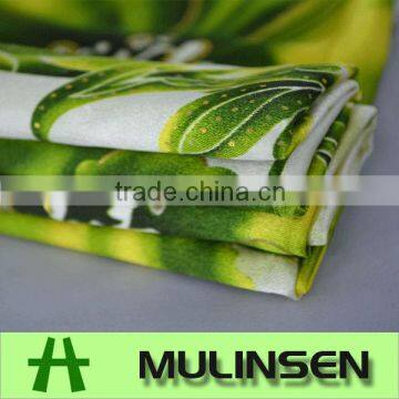 Mulinsen Textile Polyester Printed Green Satin Fabric
