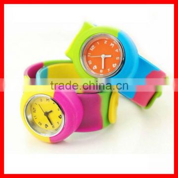 2013 Stylish waterproof quartz silicone kids slap on watch for girls