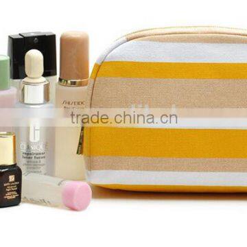 Customized Striped Canvas Cosmetic Bag Fashion Multifunctional Canvas Zipper Pouch