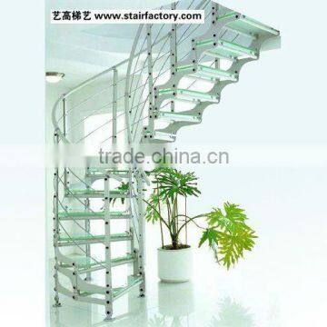 Spiral arc curved glass staircase 9003-7