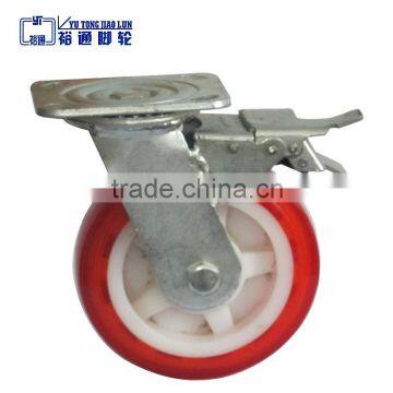 Heavy duty industrial PU caster wheel with brake
