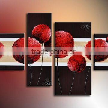 2016 4 Panels Abstract Flower Oil Painting Wall art for decoration