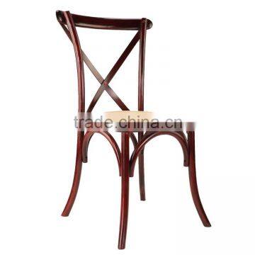 cheap wooden cross back chair with rattan seat on sale