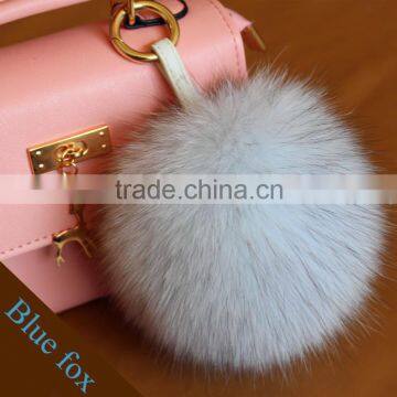 2016/2017 Fluffy 13cm Colorful Fox Fur Pom Poms for Beanie Hats/with Keychain