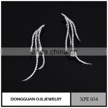 2016 hot selling earring with zirconia earring simple gold earring