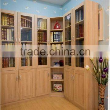 Glass door wooden bookcase