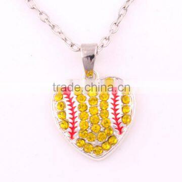 New Arrival Crystal Rhinestone Softball Hearts Necklaces photo-1