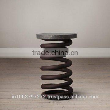 Wooden top with concrete finish stool