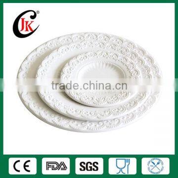 Wholesale customized ceramic plates with embossed design