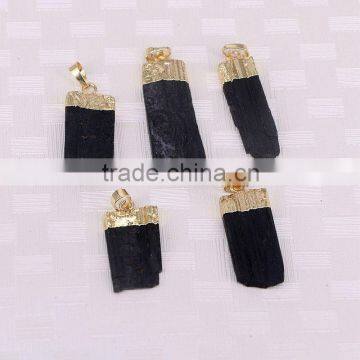 Natural Black Tourmaline Druzy Pendant Simple Design Jewelry Pendant For Men or Women