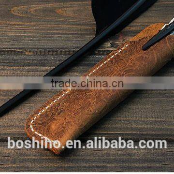 Boshiho fashion design genuine leather single pen holder pencil case