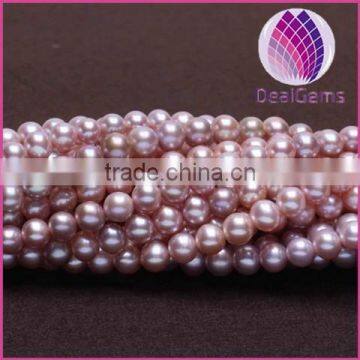 High quality AA1 Grade natural 7.0-8.0mm white/mauve round freshwater pearl