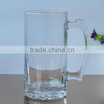 Large volume clear glass tandard with handle with printing