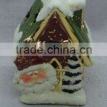 porcelain christmas house candle holder