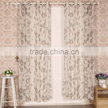 Polyester fabric dolly Snow voile Leaf Printed Fabric Curtain Panel Drapery