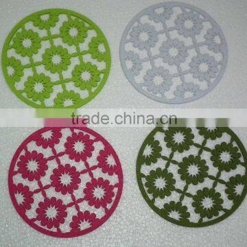 Christmas round shape multi colors felt hot cup pads mats coffee promotion placemats gifts