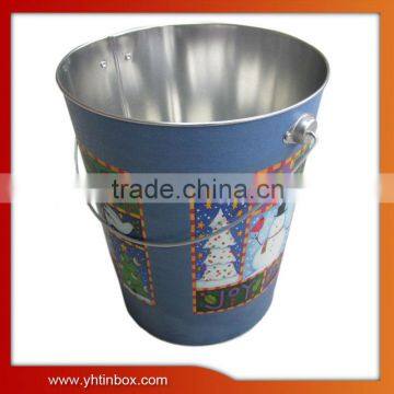 christmas decorate tin bucket