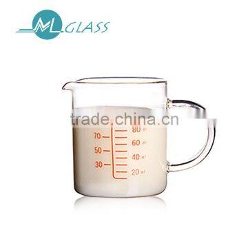 Wholesale 100ml high borosilicate glass custom measuring cups with handle N6135