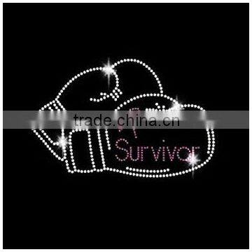 Boxing Gloves Fight Breast Cancer Pink Iron on Rhinestone Motif Custom Hotfix Design Transfer