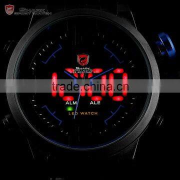 SHARK Stainless Steel Japan Movement Analog Date Alarm Quartz Wrist Mens Sport Digital Watch photo-5