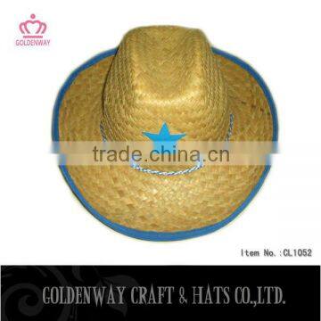 Children's straw cowboy hat with star for children