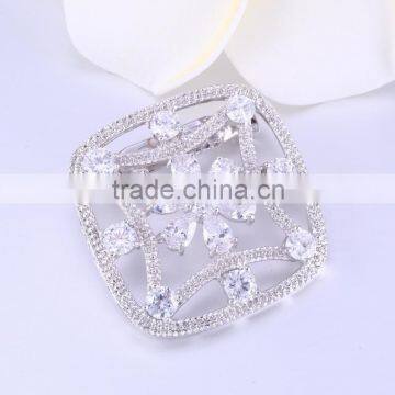 Elegant square brooch for mother,charm hand make metalic brooch for sale,white cz brooches for mens suits