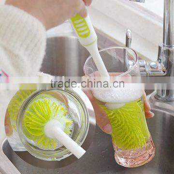 Nano Deep Handheld Kitchen Plastic Long Handle Wash Cup Silicone Cleaning Bottle Brush photo-3