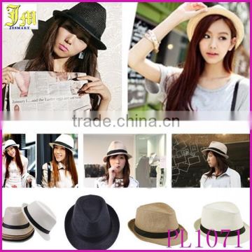 Fashion Womens Mens Unisex Fedora Trilby Hat Summer Beach Sun Straw Panama Hat Couples Lovers Hat Wholesale