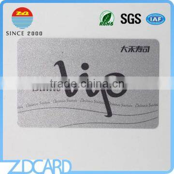 Silver matallic background pvc spot uv vip cards