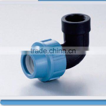 China PP compression pipe fittings 90 deg elbow