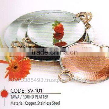 Round Platter Copper Tawa