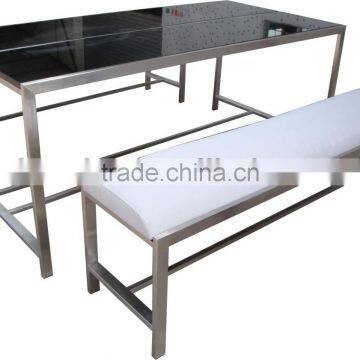 Granite top stainless steel outdoor table and bench