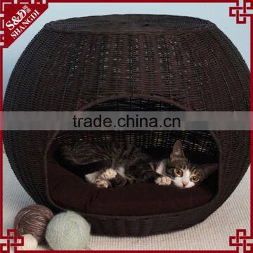 High Quality Dark Brown PE Wicker Woven Large Dog House for Sale photo-3