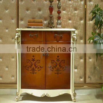European Style Luxury Shoe Cabinet, Beautiful Painting Wood Carved Shoe Cupboard, Shoe Rack with Drawers (BF01-ML041)